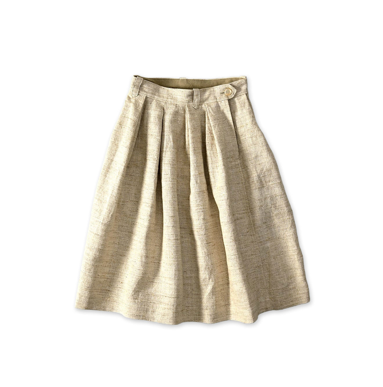 Cotton Linen Tweed Tuck Skirt Kinari