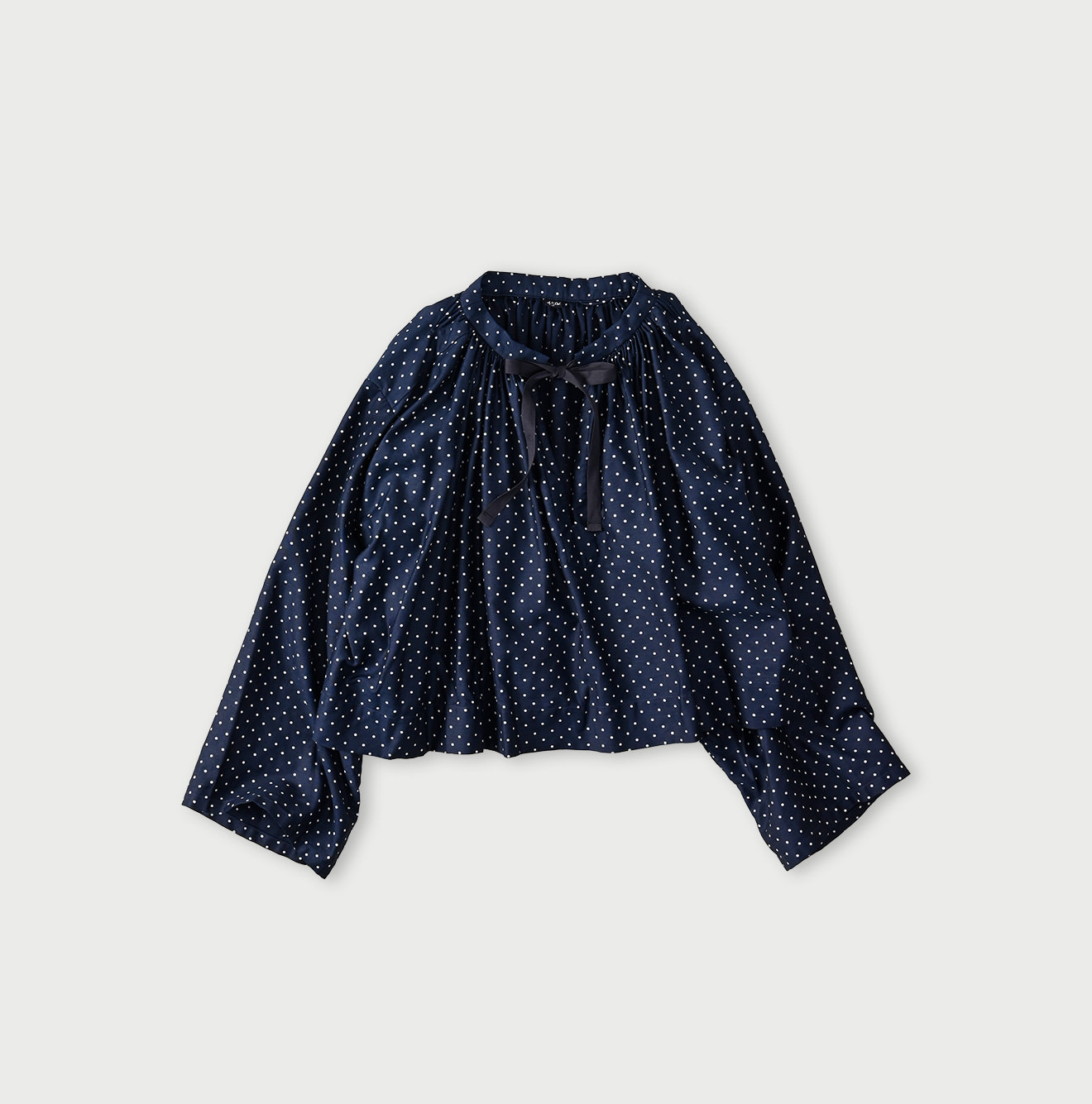 Indigo Dot Print Scrunchie Smock Blouse 45 x Ruri