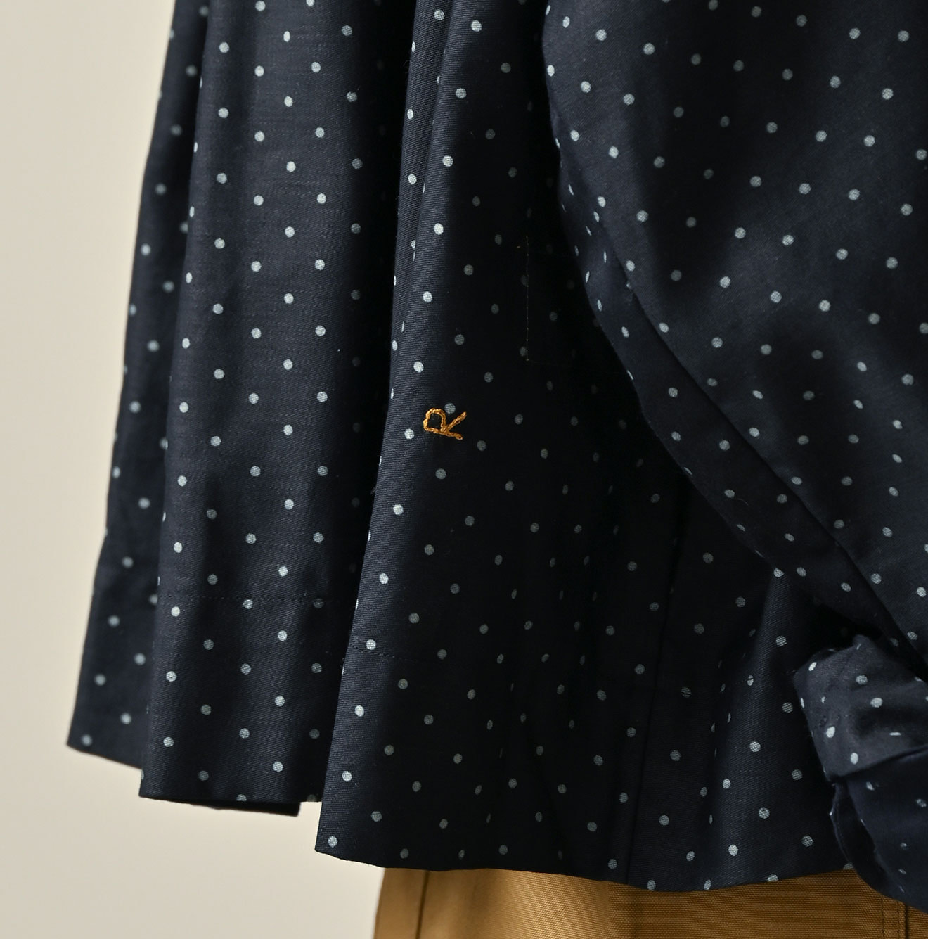Indigo Dot Print Scrunchie Smock Blouse Detail