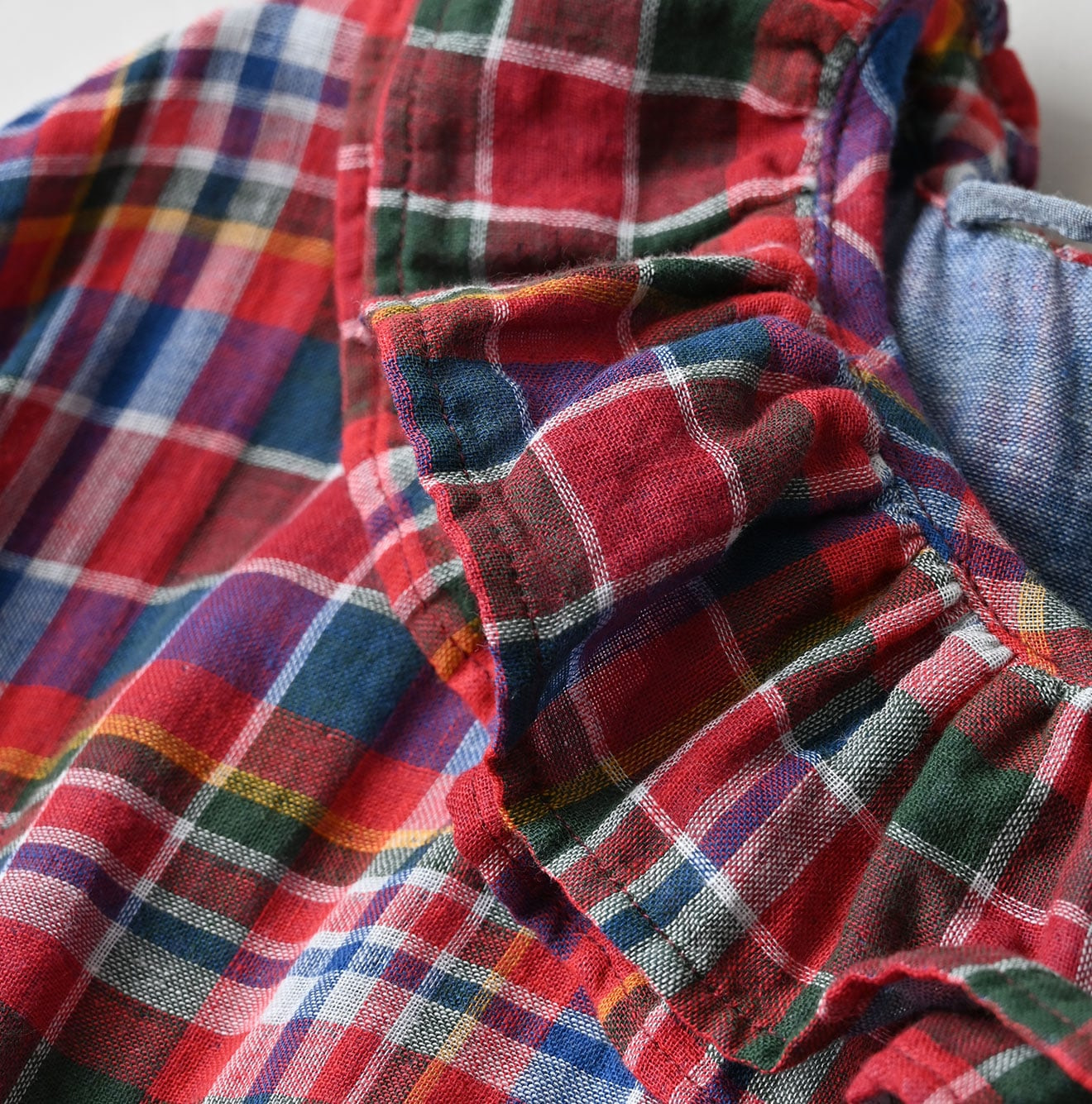 Gauze Double Woven Frill Collar Dress Detail