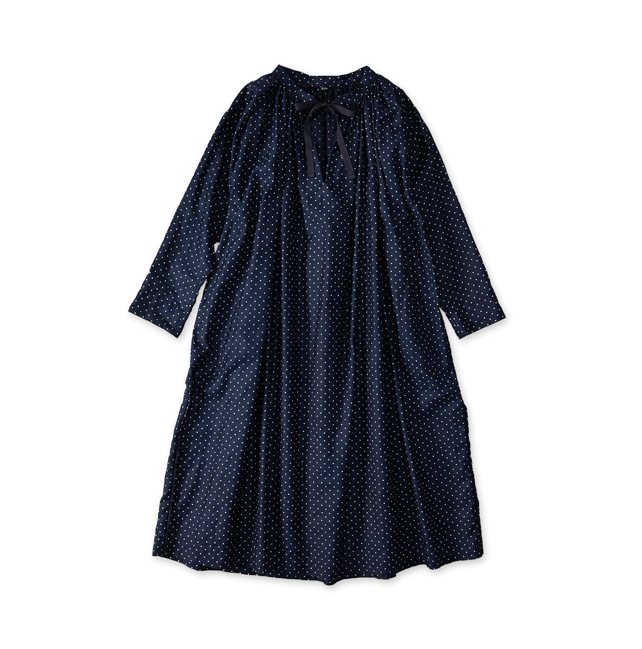Indigo Dot Print Scrunchie Smock Dress 45 x Ruri