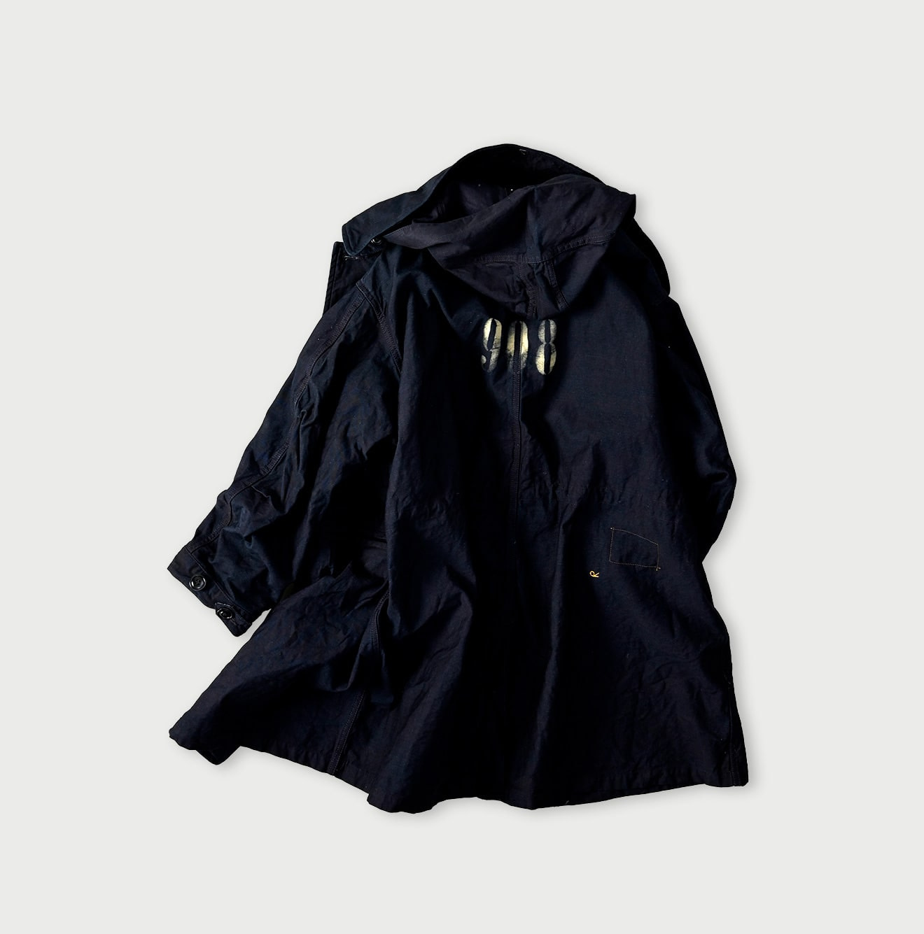 Indigo Back Satin x Nylon Urake 908 Canadian Mods Coat Back