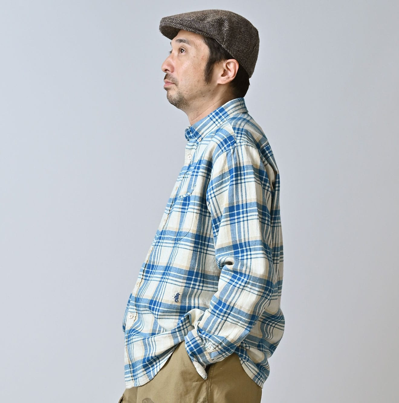 Indian Double Woven 908 Ocean Button Down Shirt Male Model