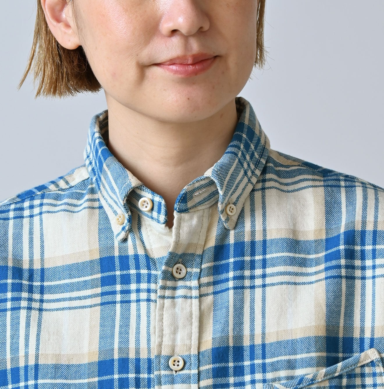 Indian Double Woven 908 Ocean Button Down Shirt Detail