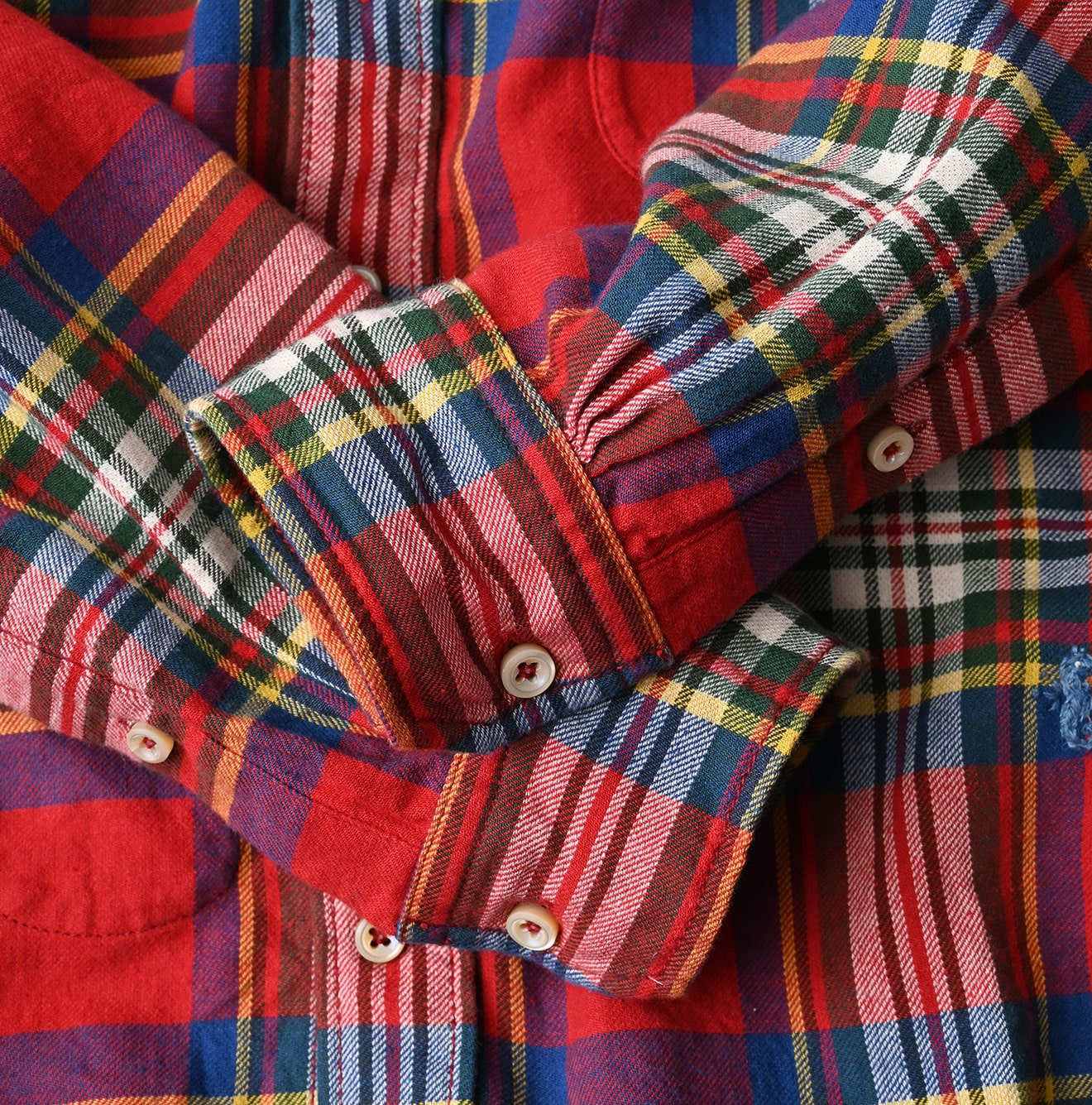 Indian Double Woven 908 Ocean Button Down Shirt Detail