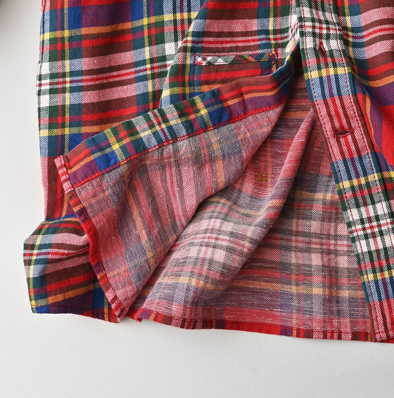 Indian Double Woven 908 Ocean Button Down Shirt Detail