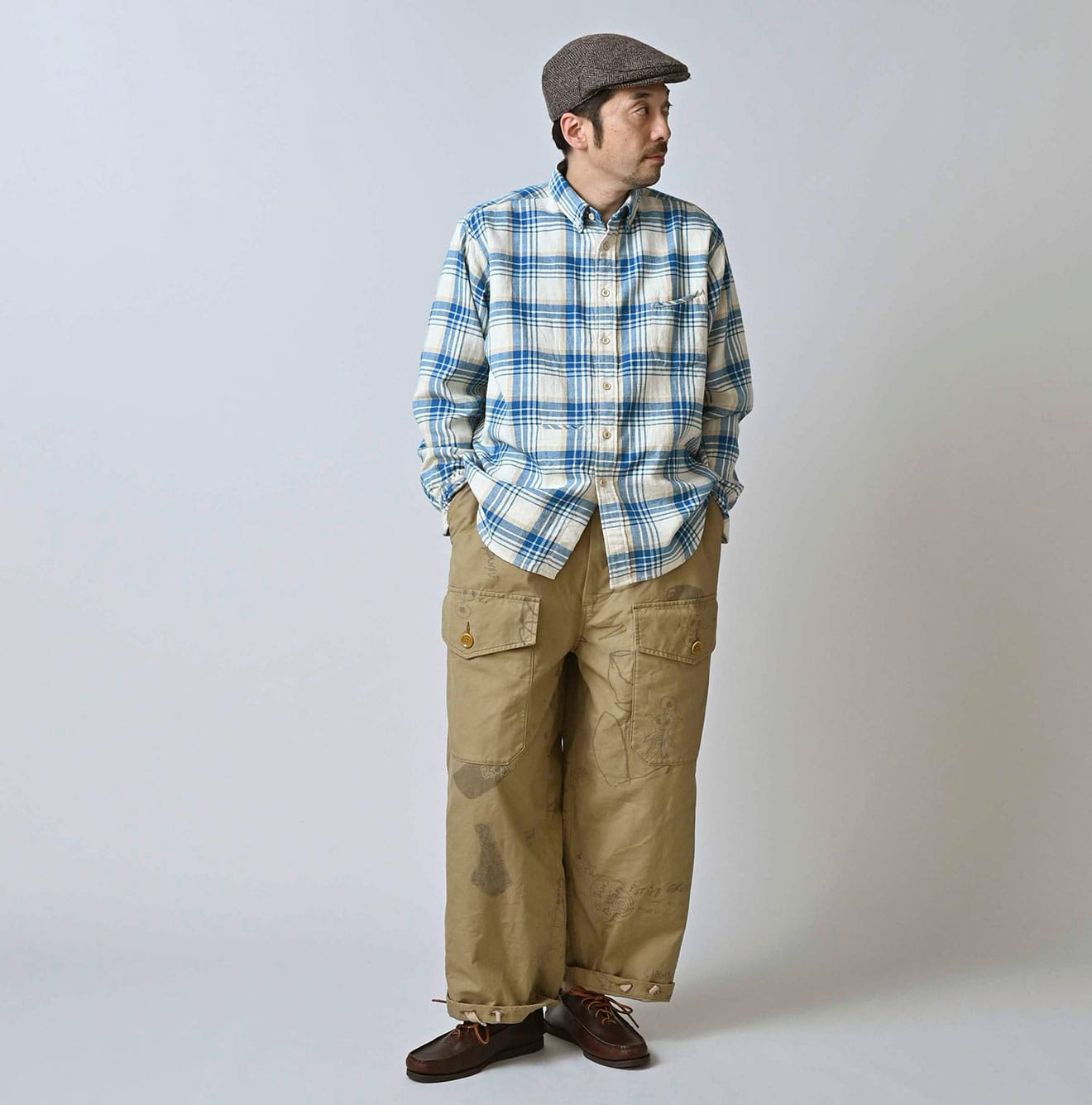 Indian Double Woven 908 Ocean Button Down Shirt Male Model