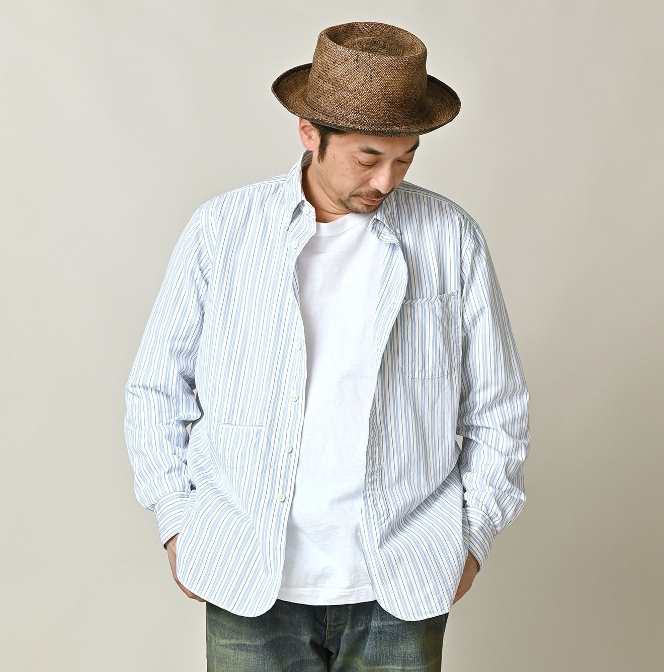No.180 Miko 908 Loafer Button Down Shirt Male Model