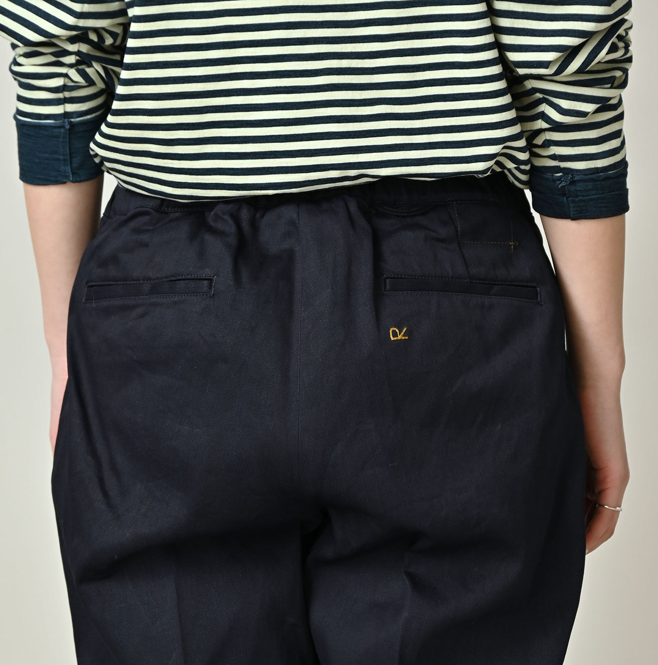 Indigo Double Thread Chino Sabrina Slacks Detail