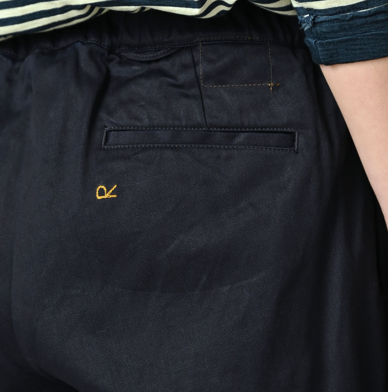 Indigo Double Thread Chino Sabrina Slacks Detail