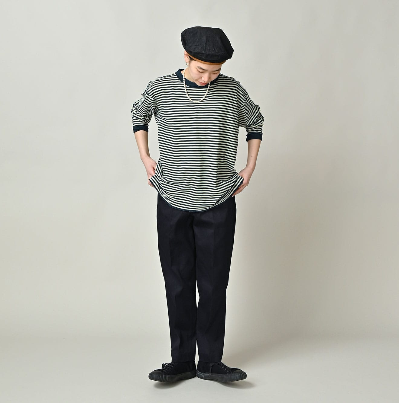 Indigo Double Thread Chino Sabrina Slacks Female Model