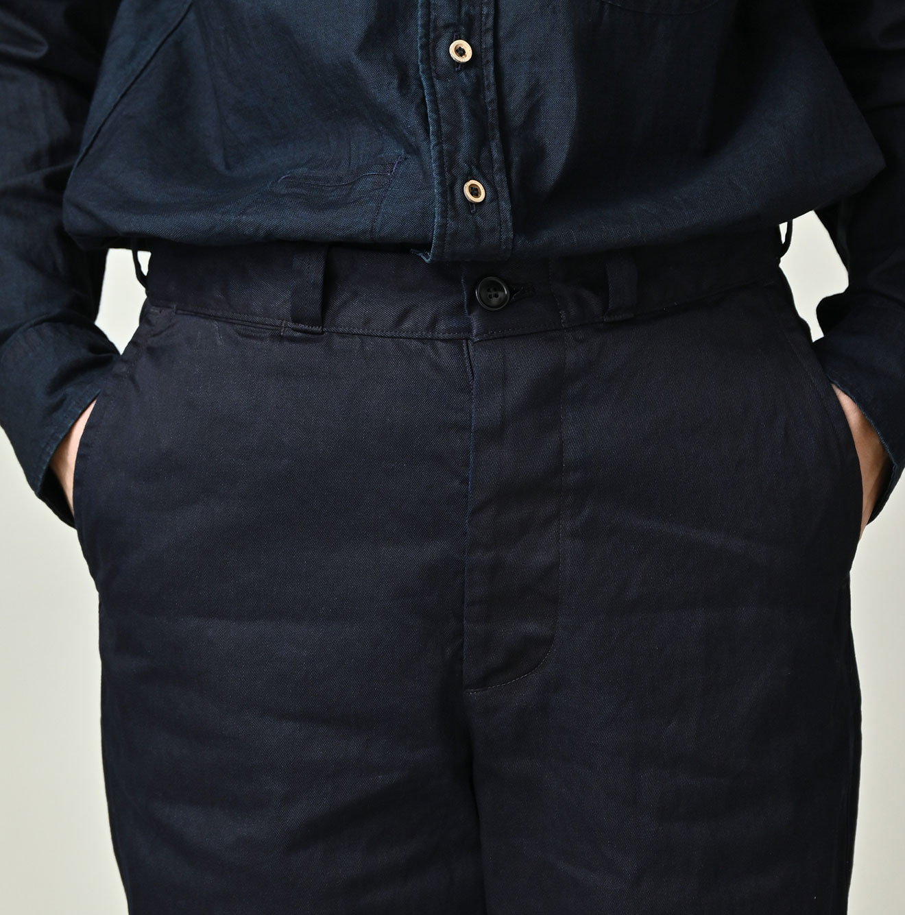 Indigo Double Thread Chino 908 Crosby Slacks Detail