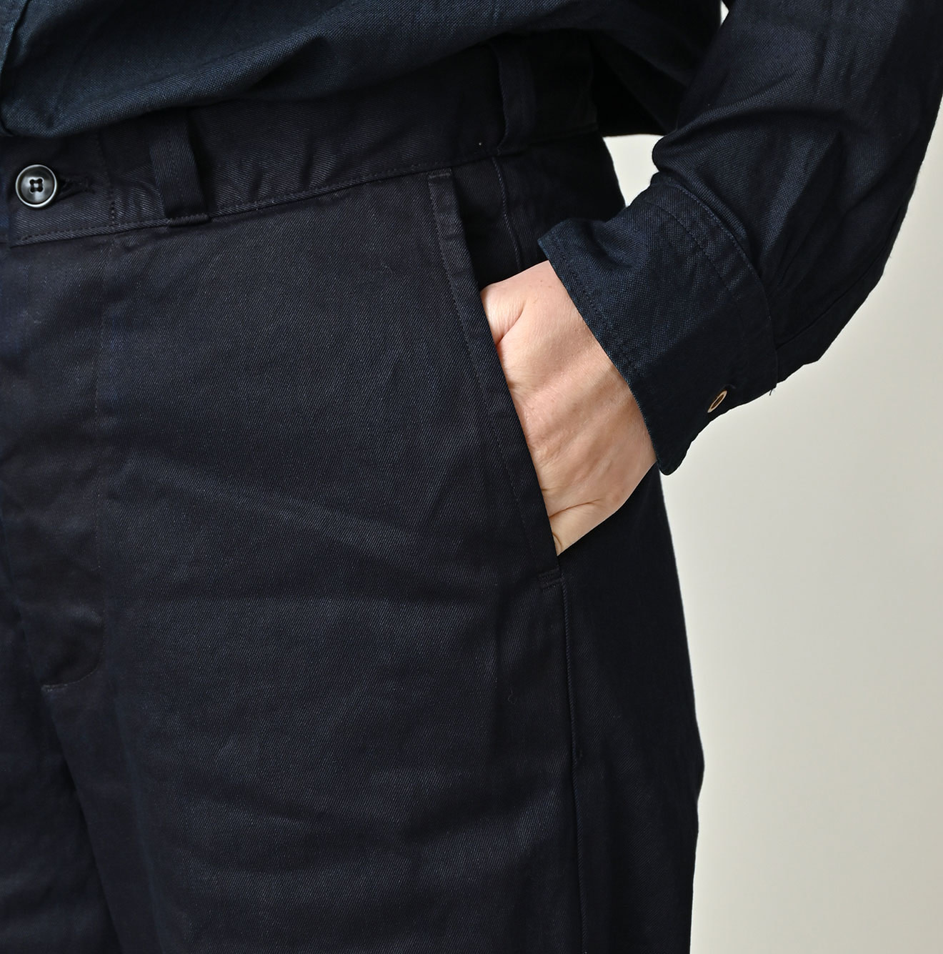 Indigo Double Thread Chino 908 Crosby Slacks Detail