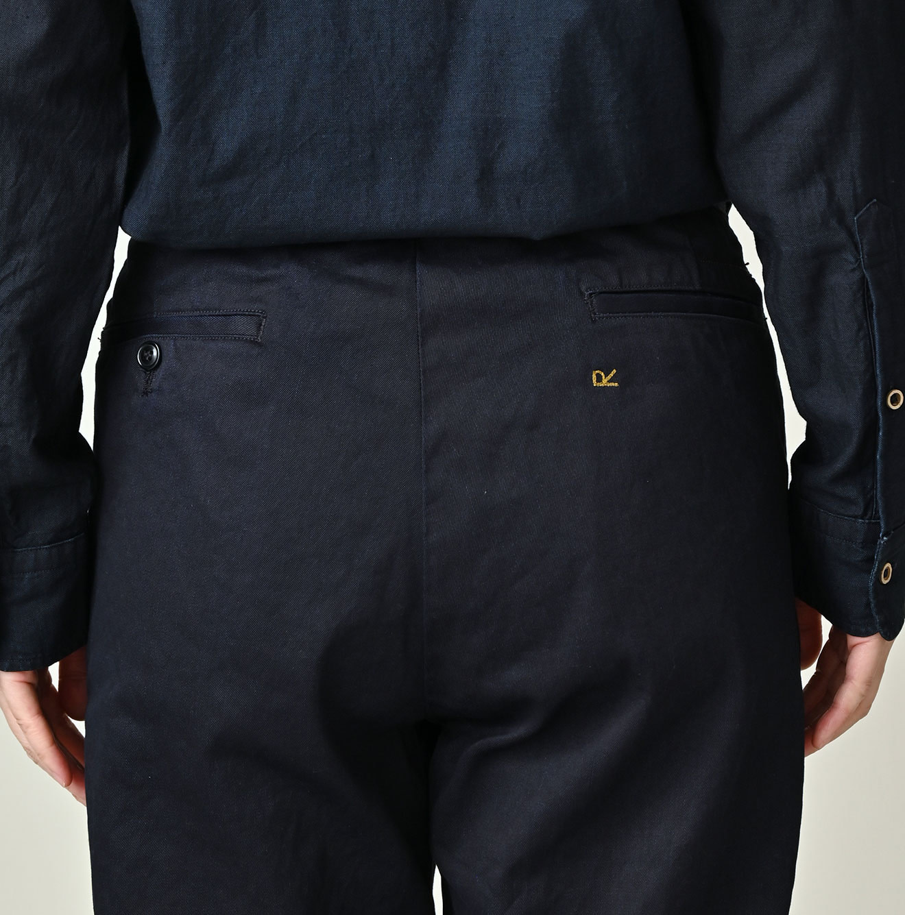 Indigo Double Thread Chino 908 Crosby Slacks Detail