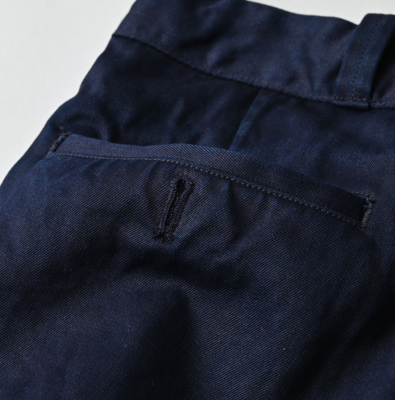 Indigo Double Thread Chino 908 Crosby Slacks Detail