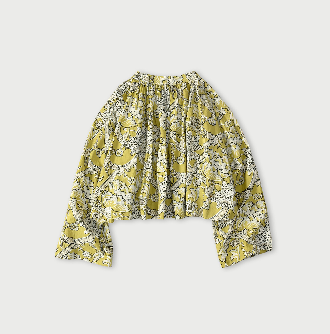 Indian Khadi Flower Sarasa Print Chou Chou Smock Blouse Back