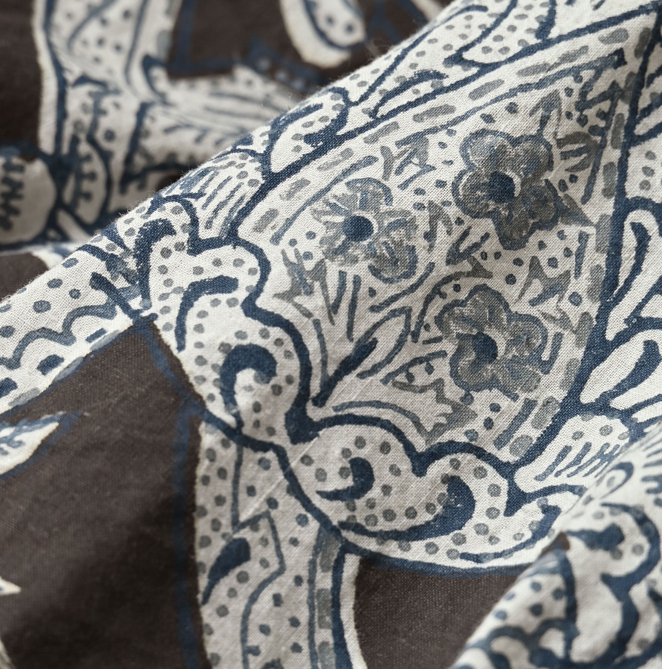 Indian Khadi Flower Sarasa Print Chou Chou Smock Blouse Detail