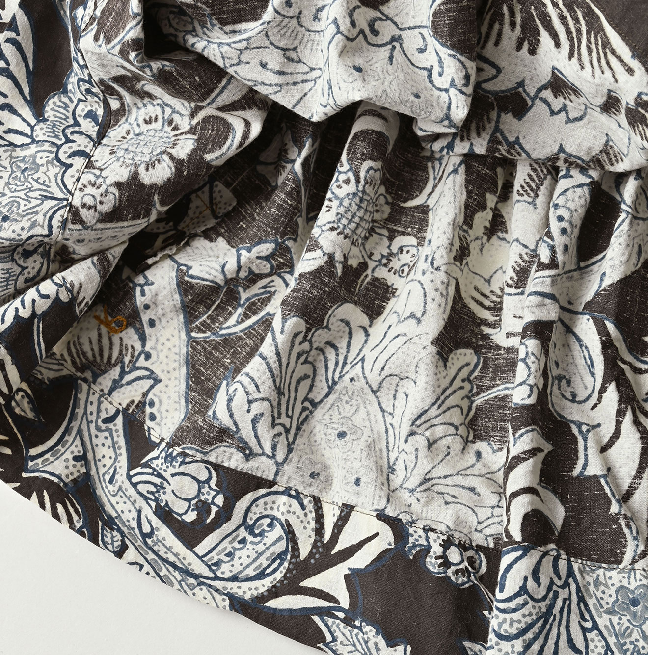 Indian Khadi Flower Sarasa Print Chou Chou Smock Blouse Detail