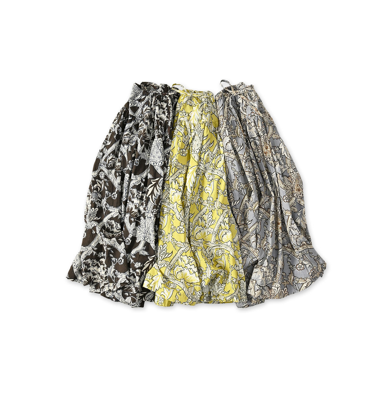 Indian Khadi Flower Sarasa Print Easy Gather Skirt