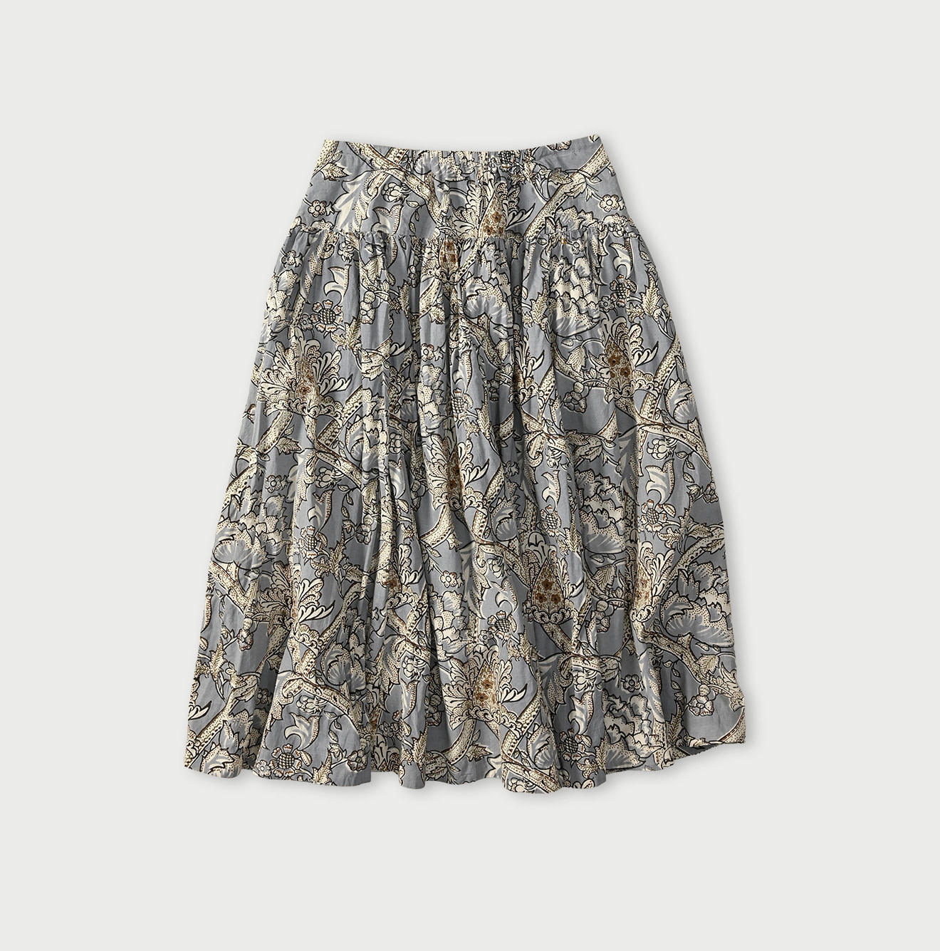 Indian Khadi Flower Sarasa Print Easy Gather Skirt Back