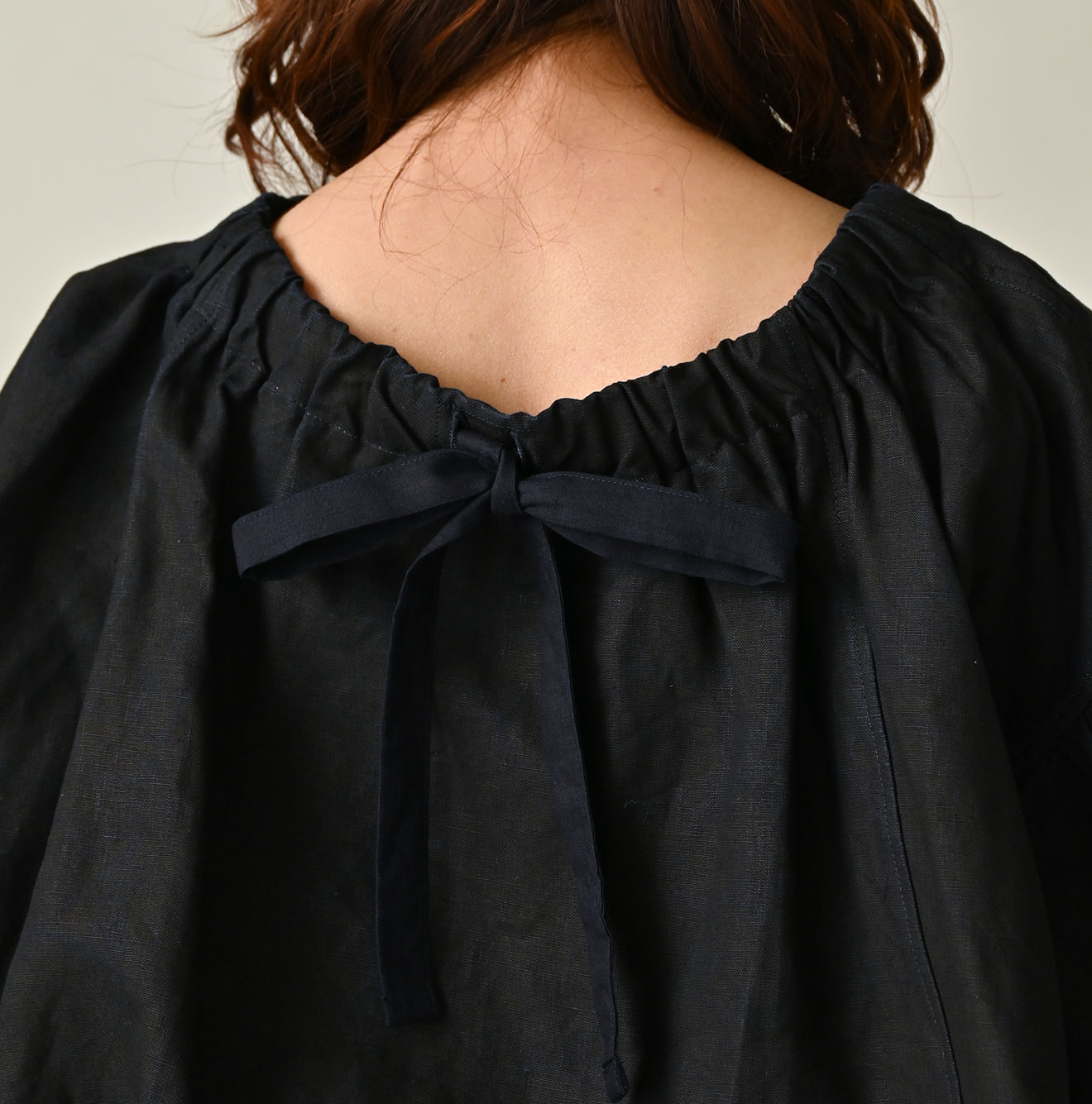 Indigo Linen Cloth Sack Blouse Detail