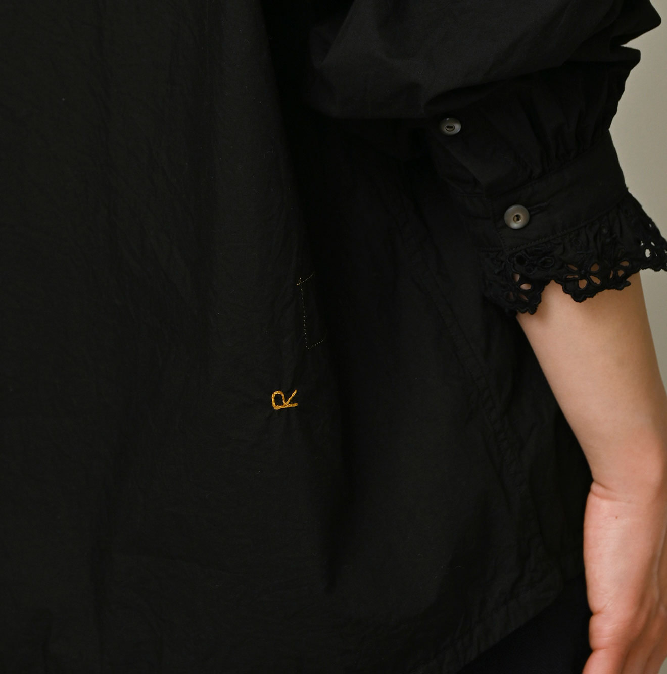 Supima Batiste Cutwork Blouse Detail