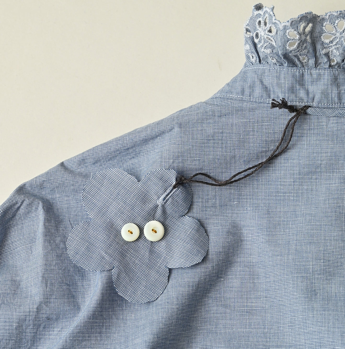 Supima Batiste Cutwork Blouse Detail