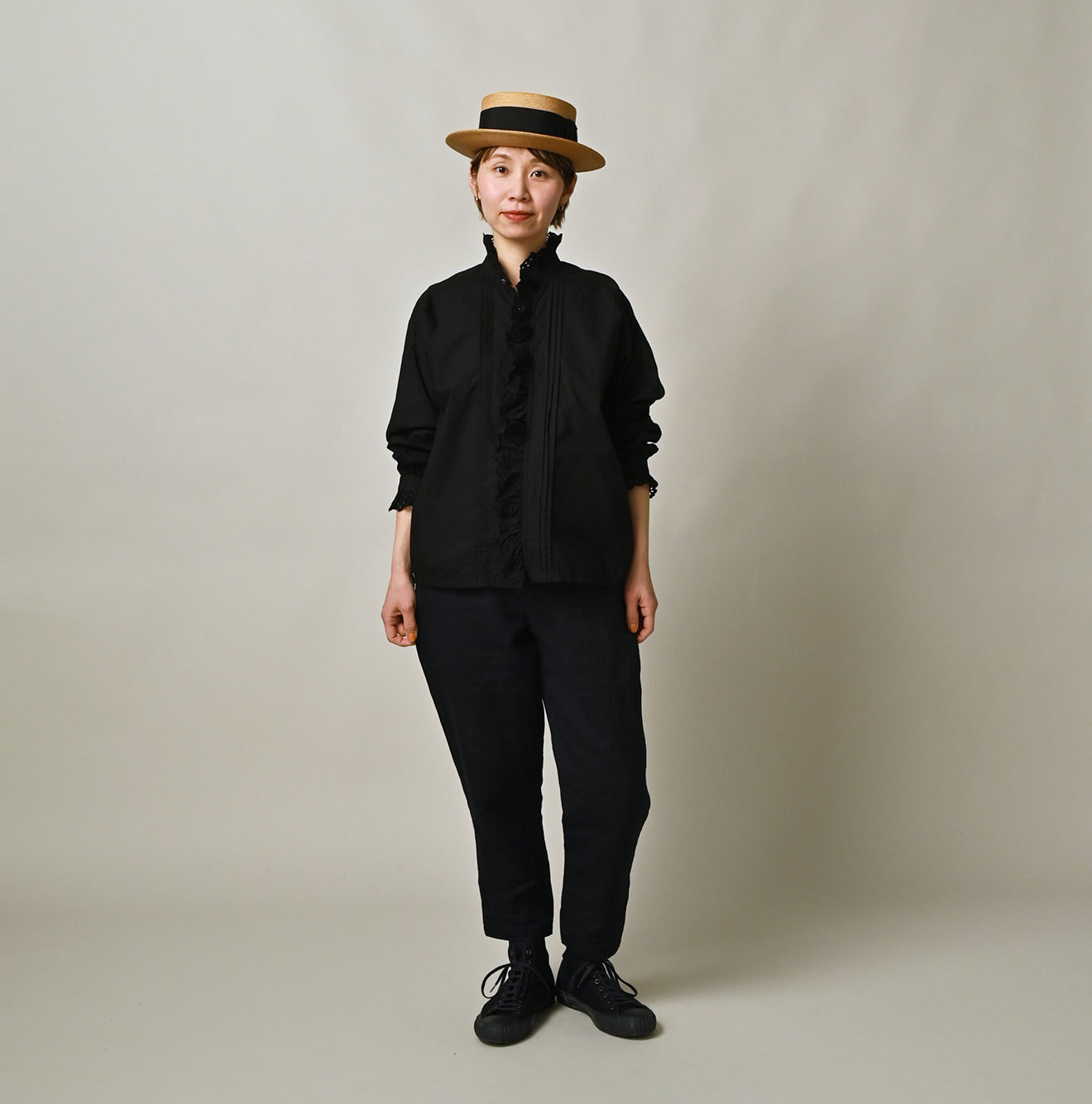 Supima Batiste Cutwork Blouse Female Model