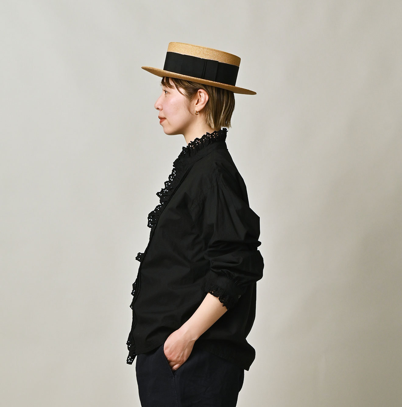 Supima Batiste Cutwork Blouse Female Model