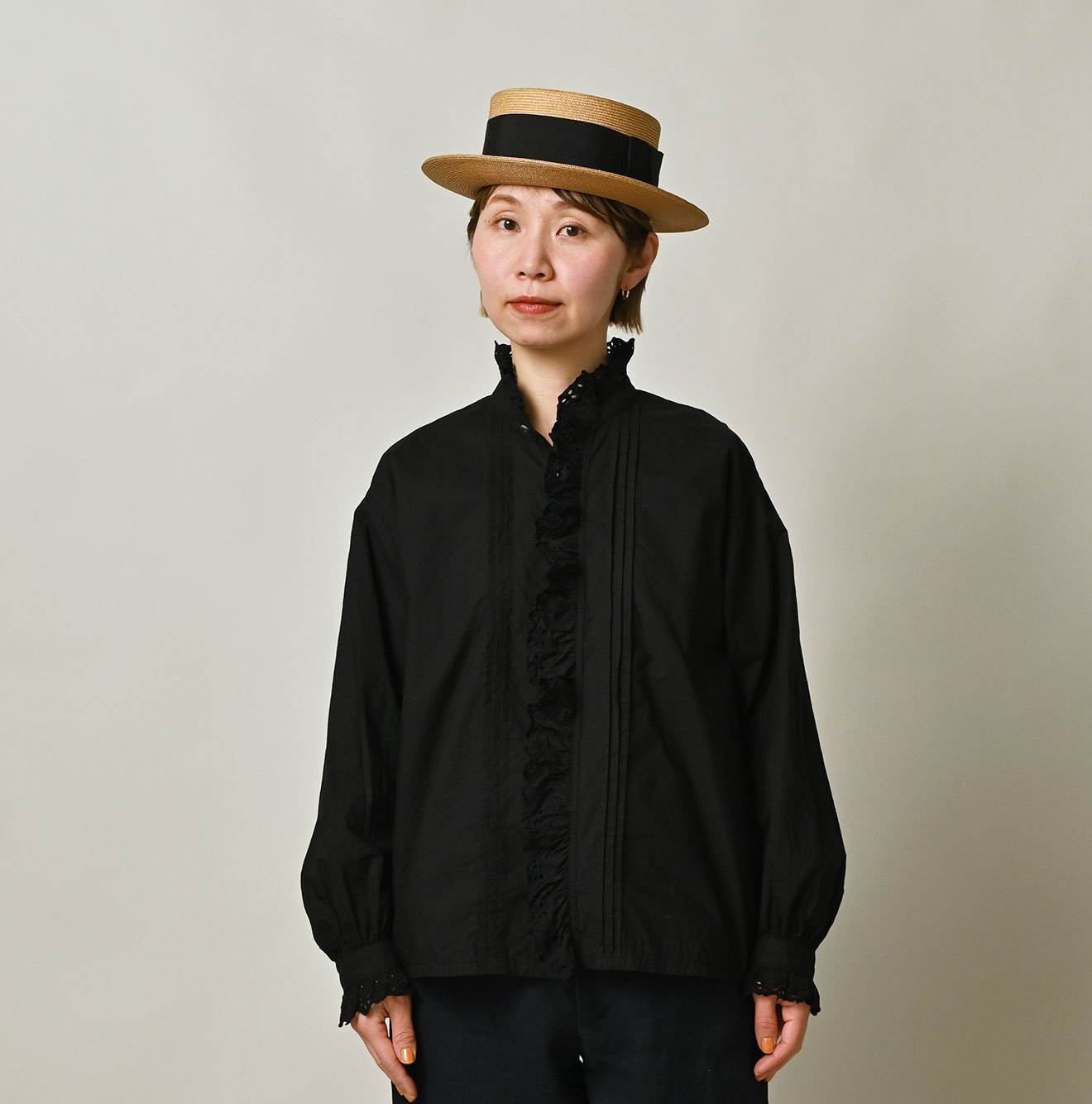 Supima Batiste Cutwork Blouse Female Model