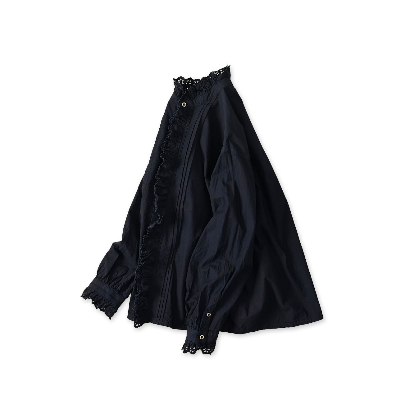 Indigo Supima Batiste Cutwork Blouse