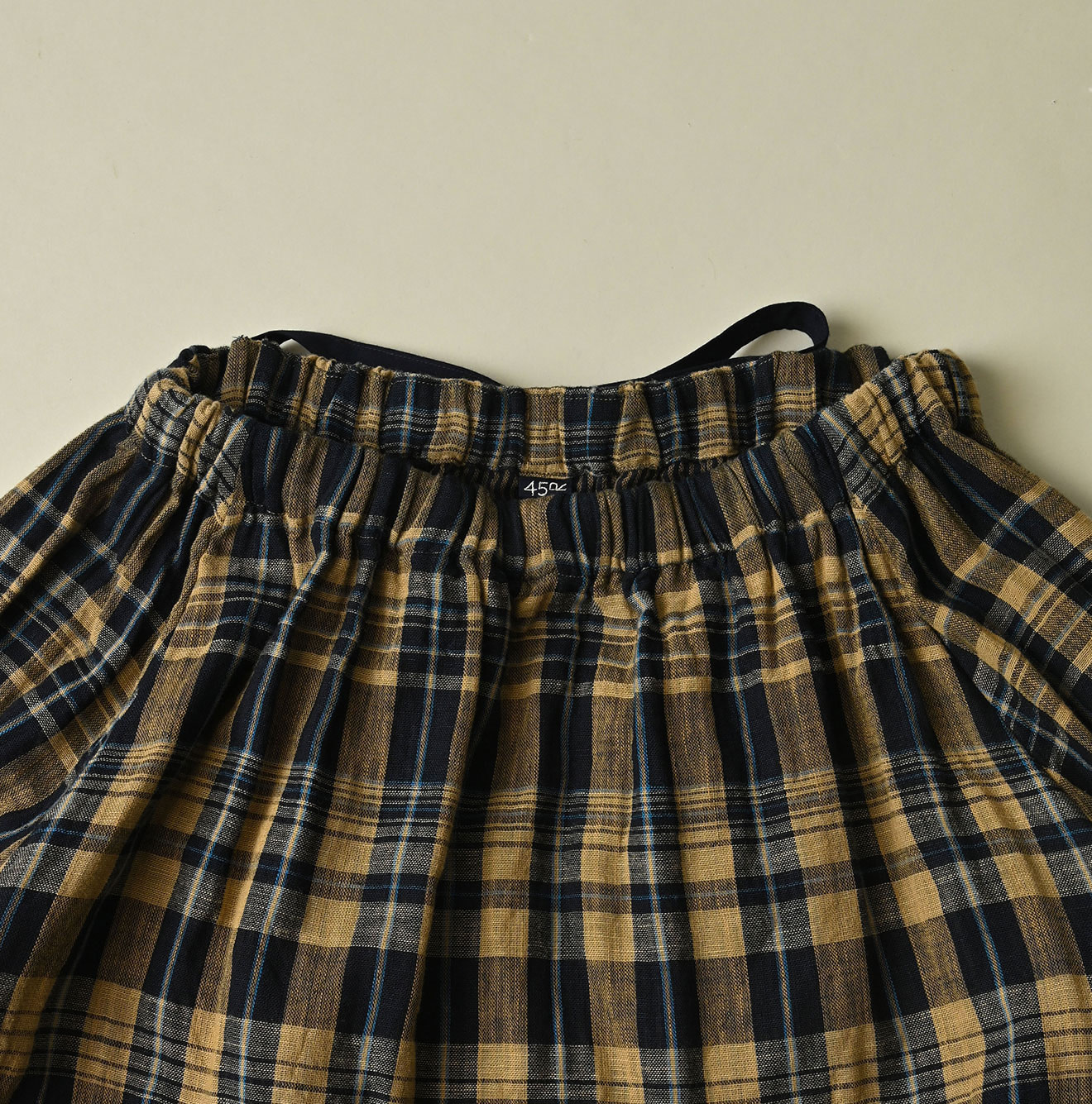 Indigo Double Woven Shirring Dress Detail