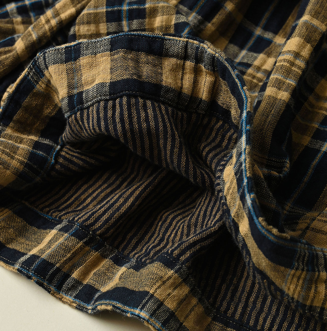 Indigo Double Woven Shirring Dress Detail