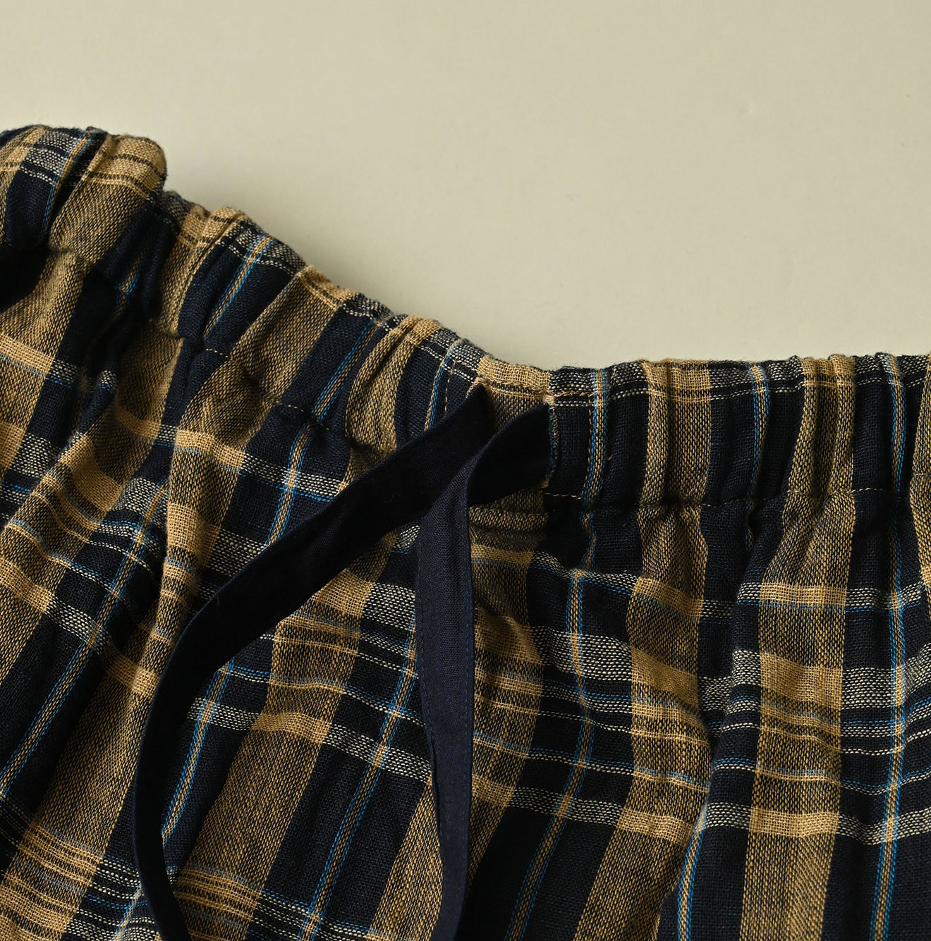 Indigo Double Woven Shirring Dress Detail