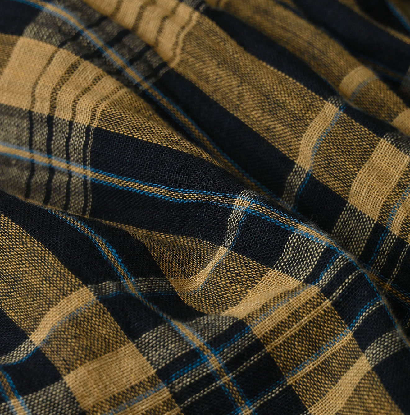 Indigo Double Woven Shirring Dress Detail