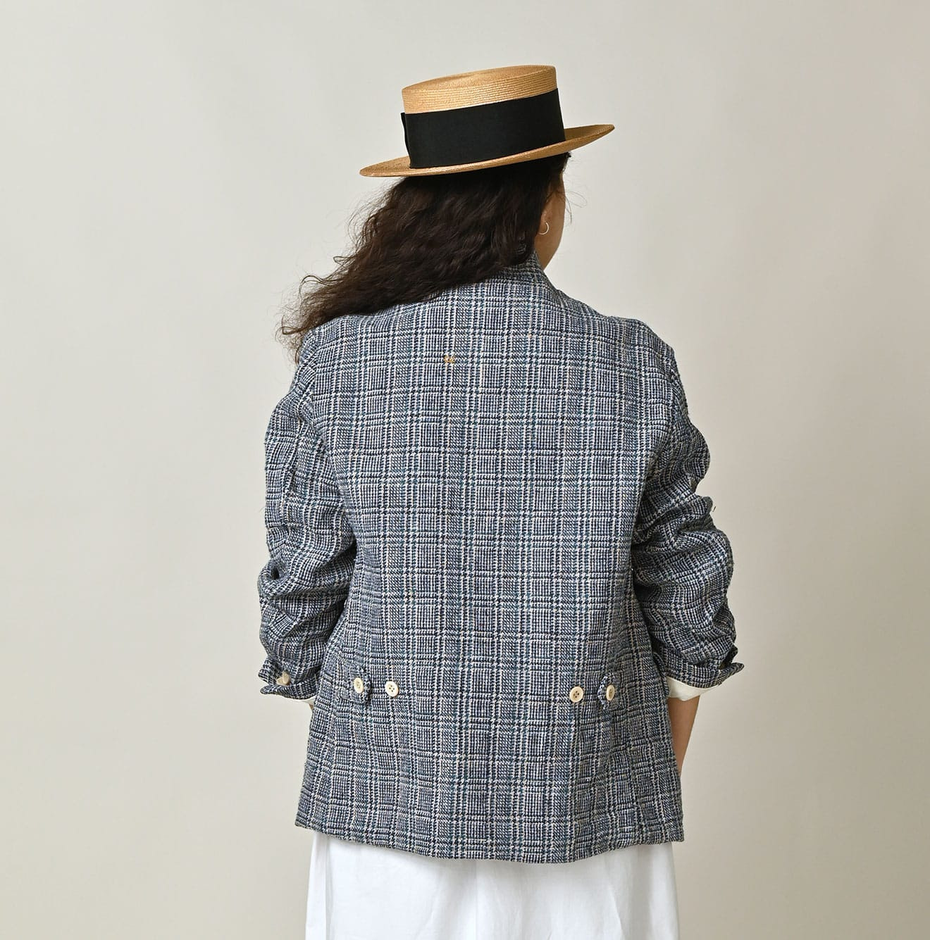 Cotton Linen Tweed 908 Jacketer Blue Female Model