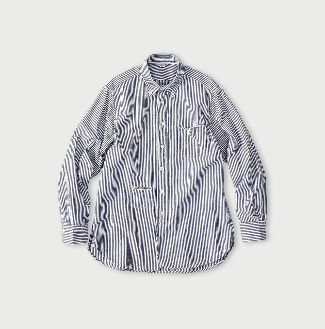 Supima OX 908 Loafer Button Down Shirt Blue Stripes