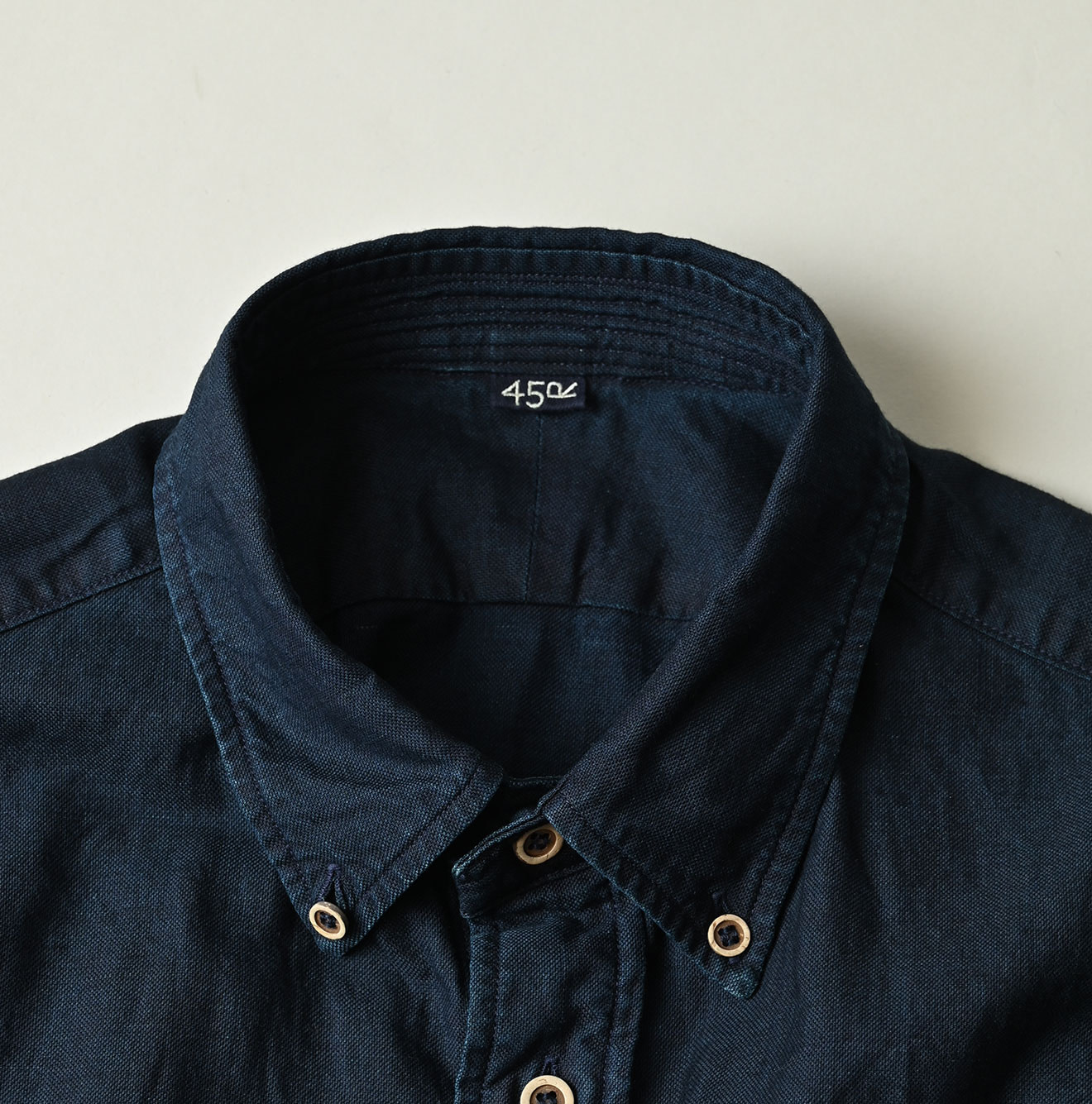 Indigo Supima OX 908 Loafer Button Down Shirt Detail