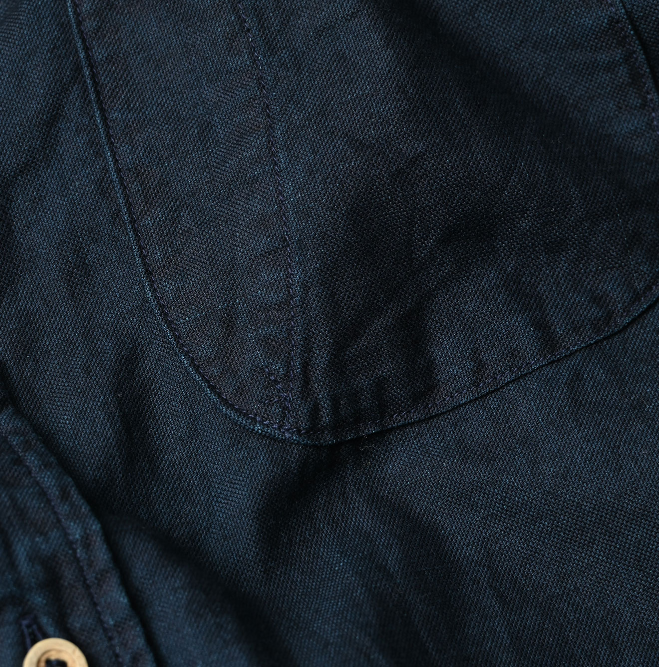 Indigo Supima OX 908 Loafer Button Down Shirt Detail