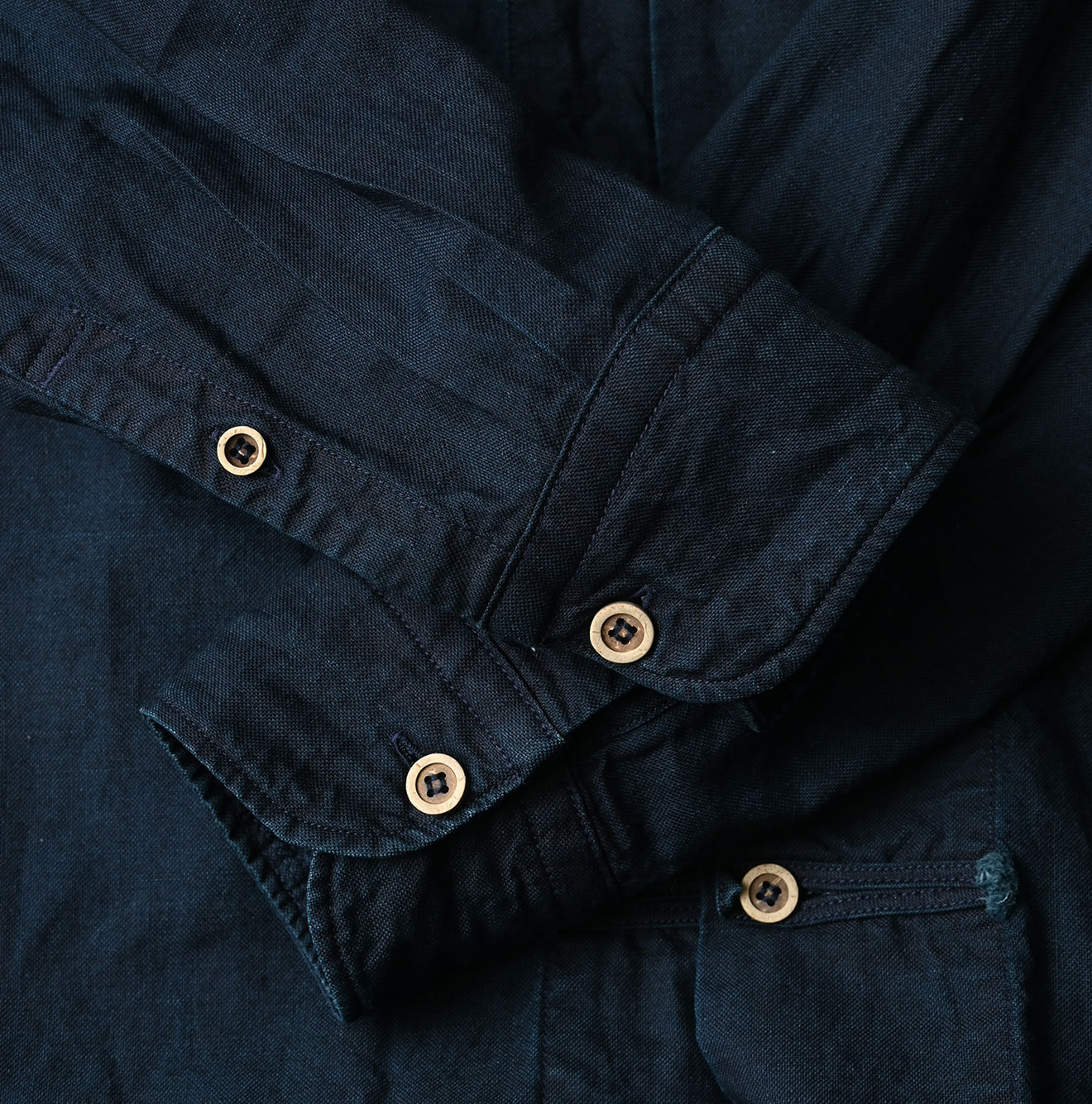 Indigo Supima OX 908 8-knot Shirt Detail