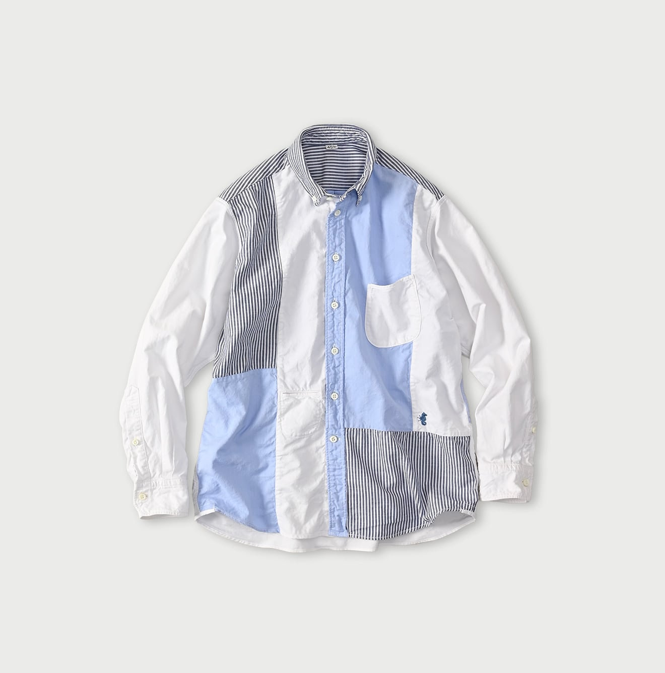 Happy Patch Work Supima OX 908 Ocean Canvas Shirt