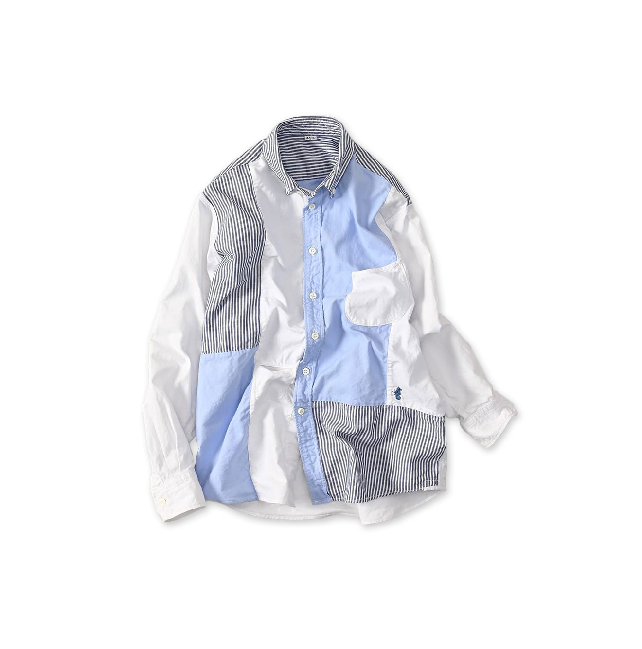 Happy Patch Work Supima OX 908 Ocean Canvas Shirt
