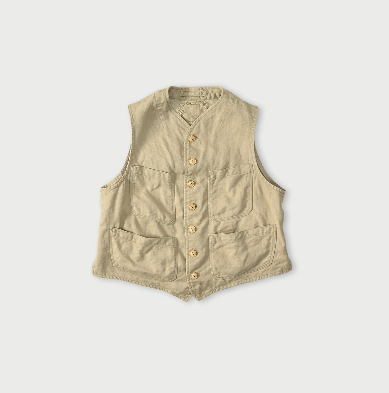 Linen Herringbone 908 Vest Beige