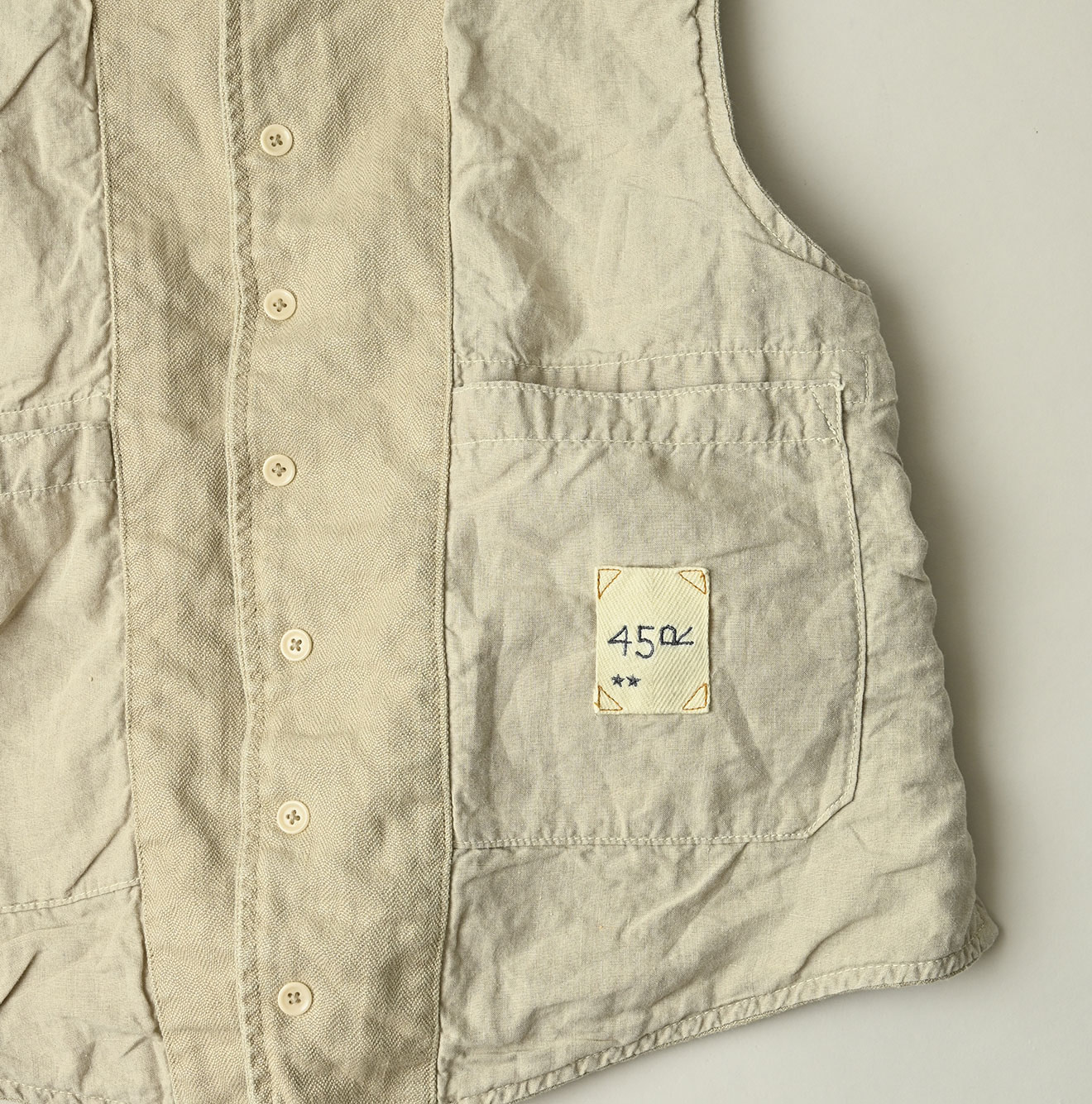 Linen Herringbone 908 Vest Detail