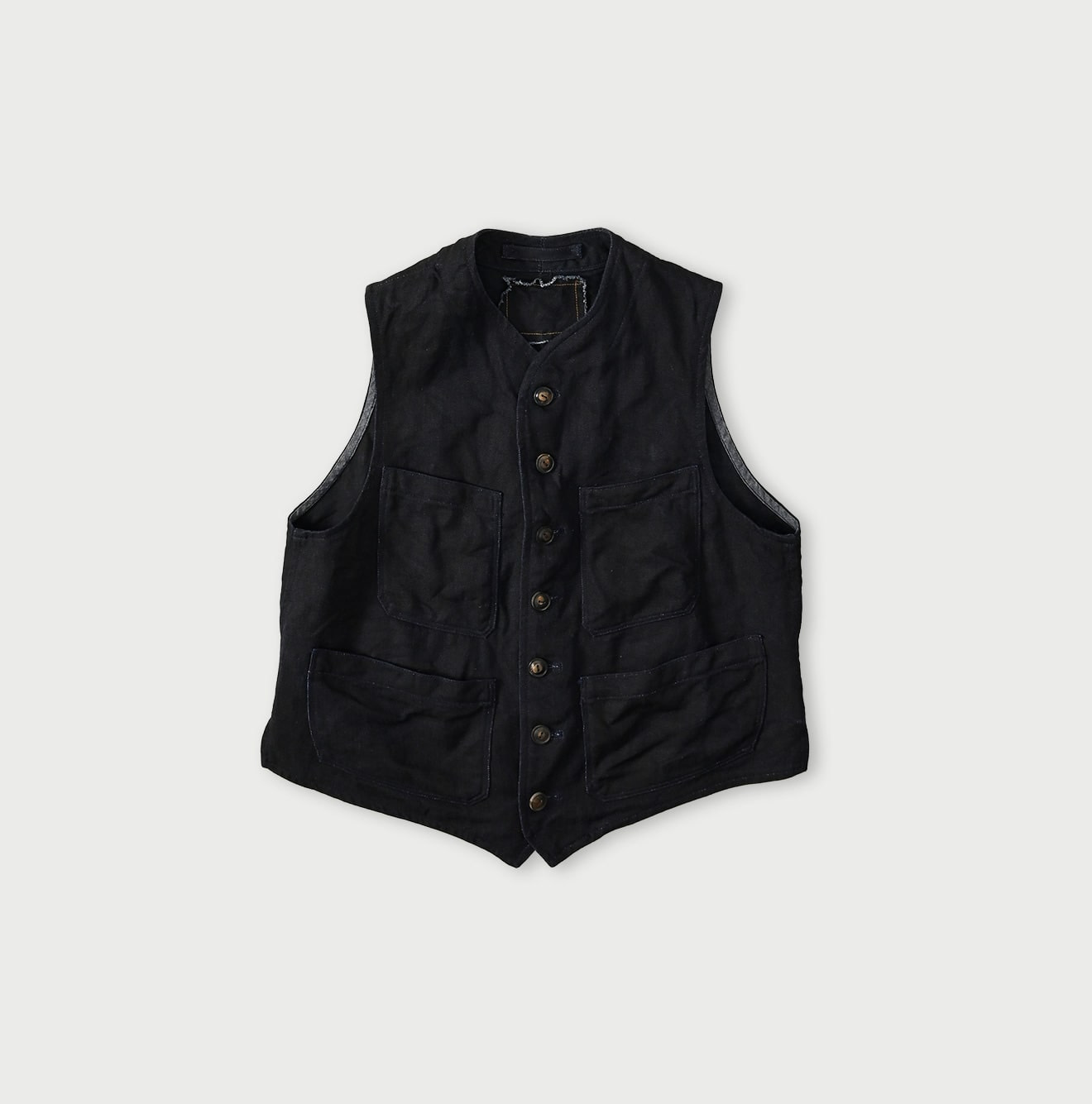 Indigo Linen Herringbone 908 Vest