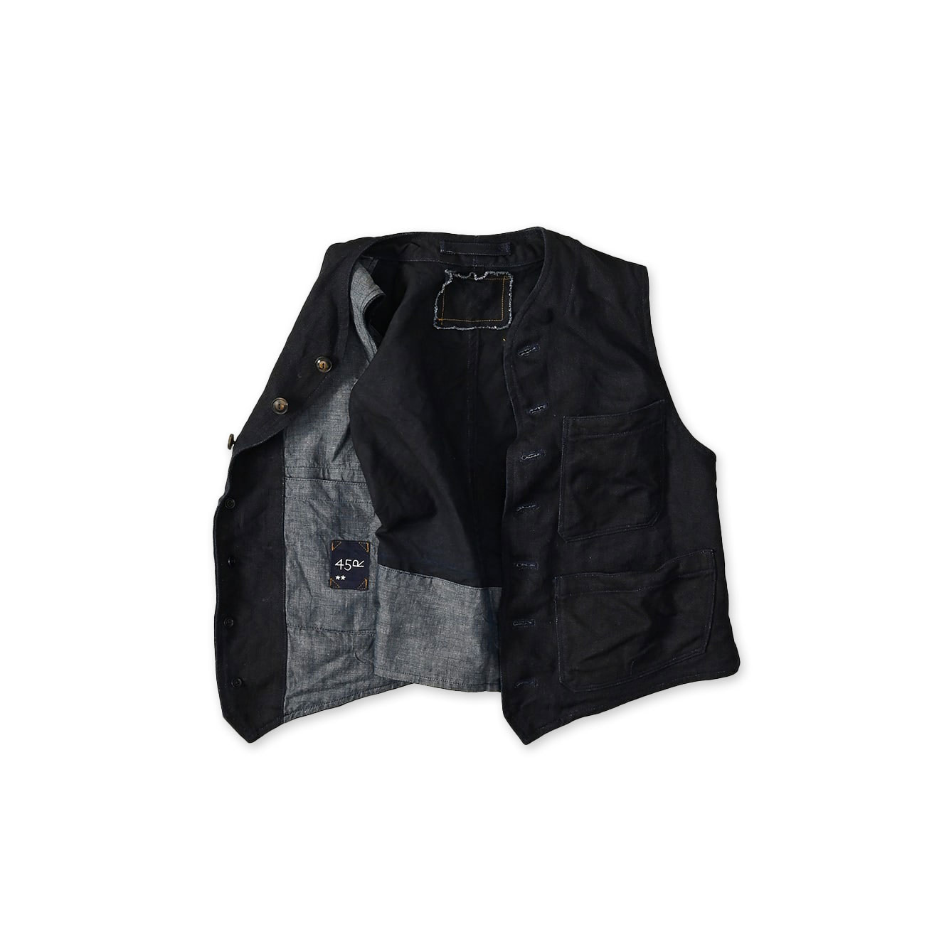 Indigo Linen Herringbone 908 Vest