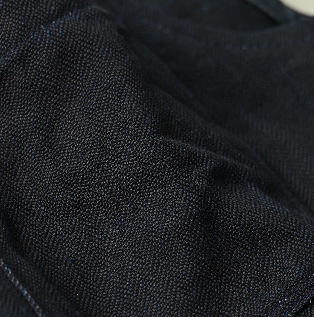 Indigo Linen Herringbone 908 Vest Detail