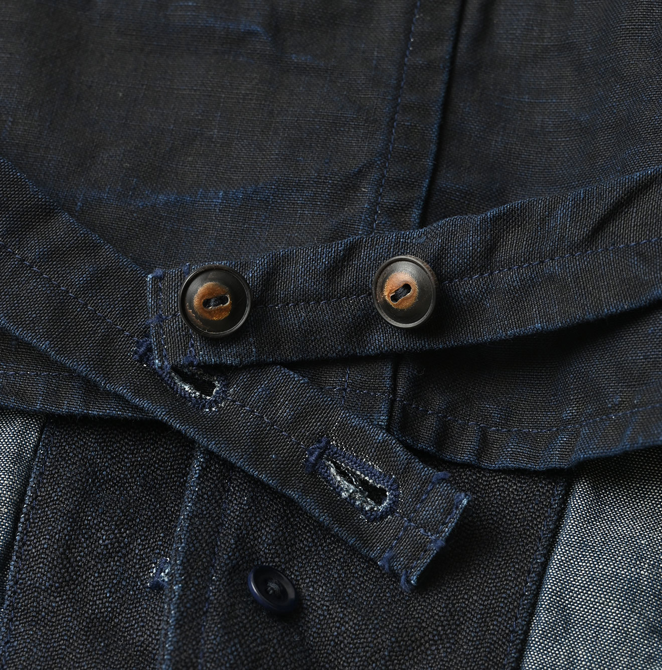 Indigo Linen Herringbone 908 Vest Detail