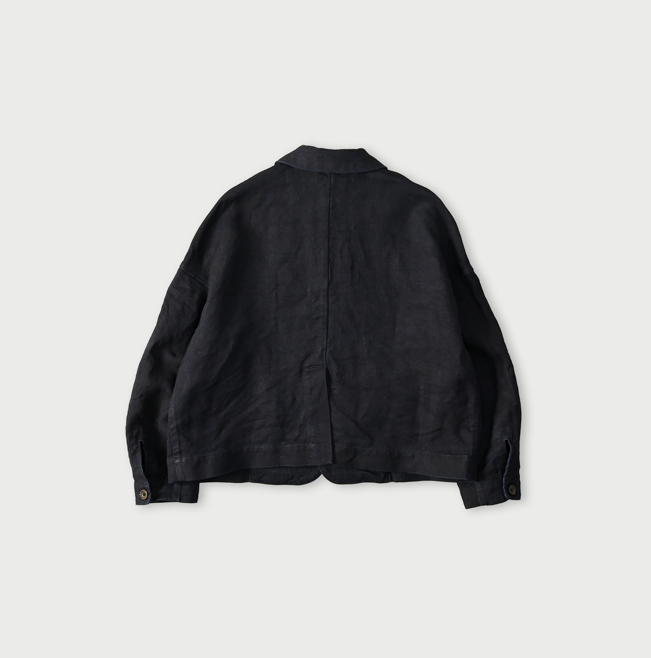 Indigo Linen Herringbone 908 Uma Jacket Back