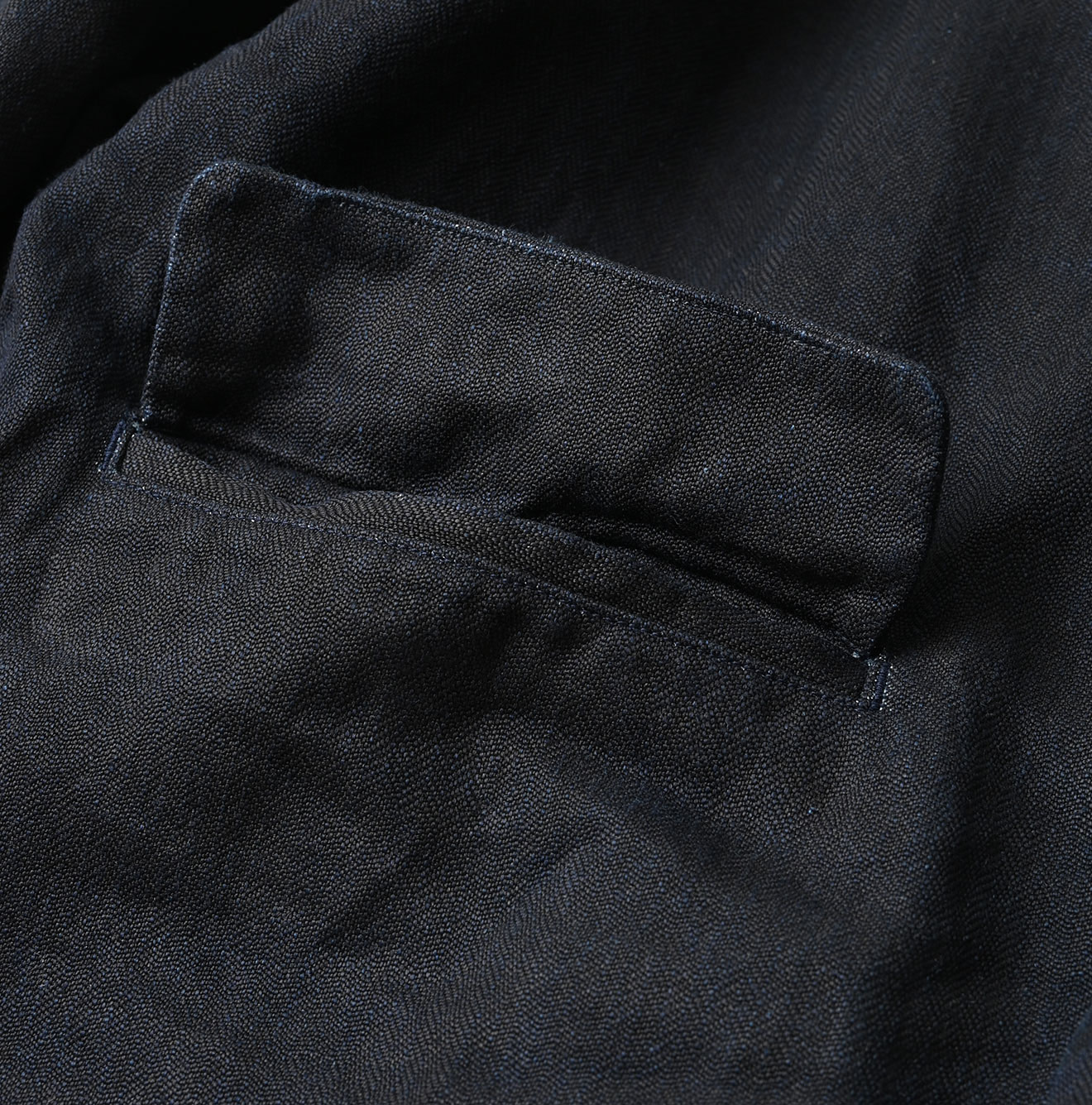 Indigo Linen Herringbone 908 Uma Jacket Detail